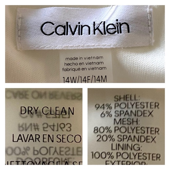 Calvin Klein Short Sleeve Ivory Illusion Dress - Picture 11 of 12